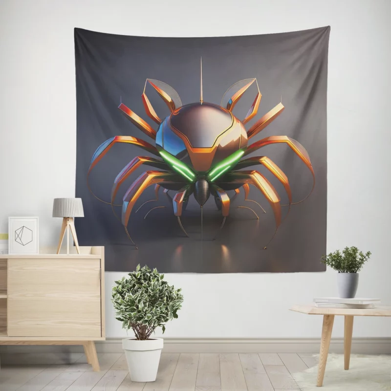 Futuristic Spider Artwork Wall Tapestry