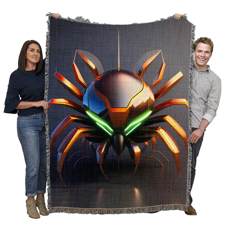 Futuristic Spider Artwork Woven Blanket