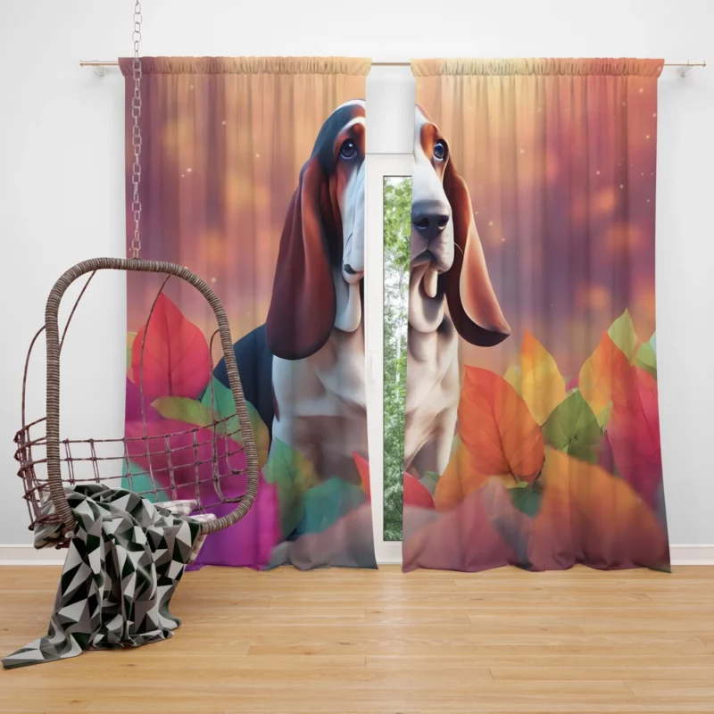 Gentle Basset Hound Dog Companion Curtain