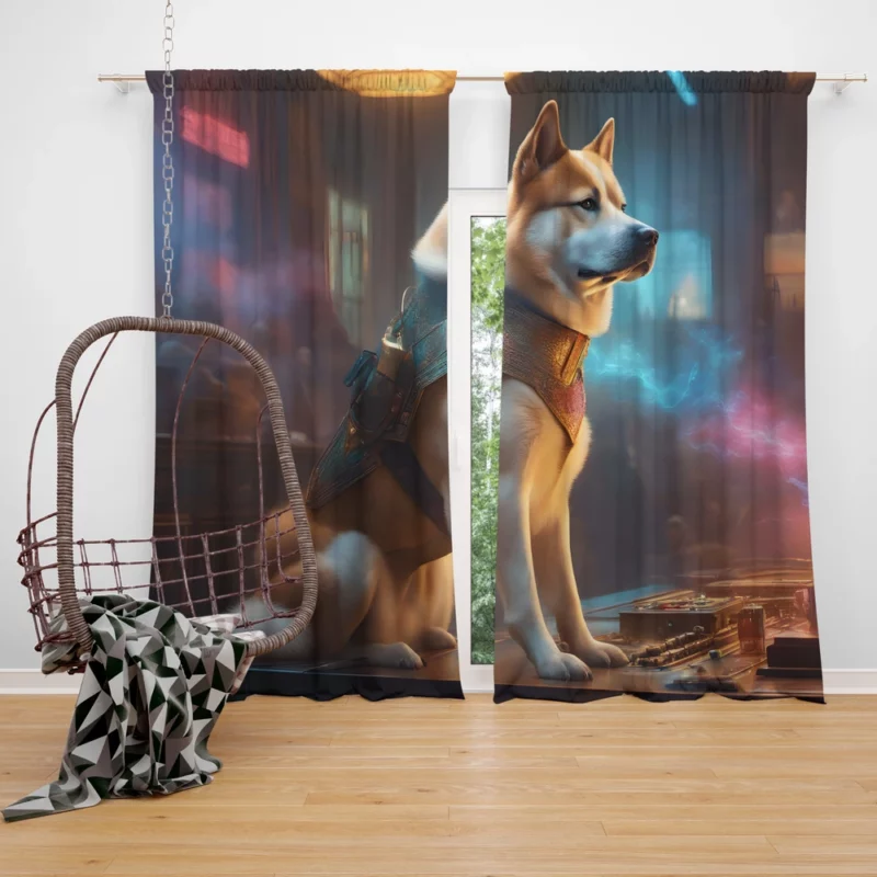 Gentle Giant Akita Dog Heart Curtain