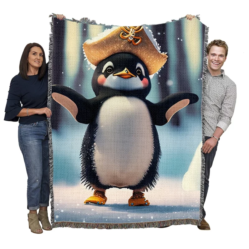Gentoo Penguins Pair Woven Blanket