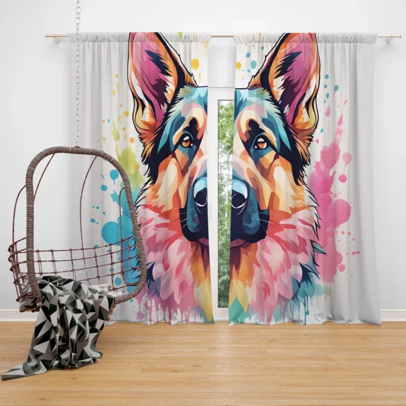 German Shepherd Charm Teen Birthday Joy Curtain