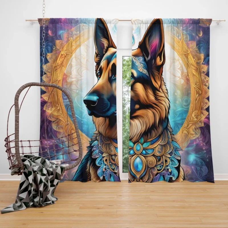 German Shepherd Dog Delight Teen Joyful Surprise Curtain