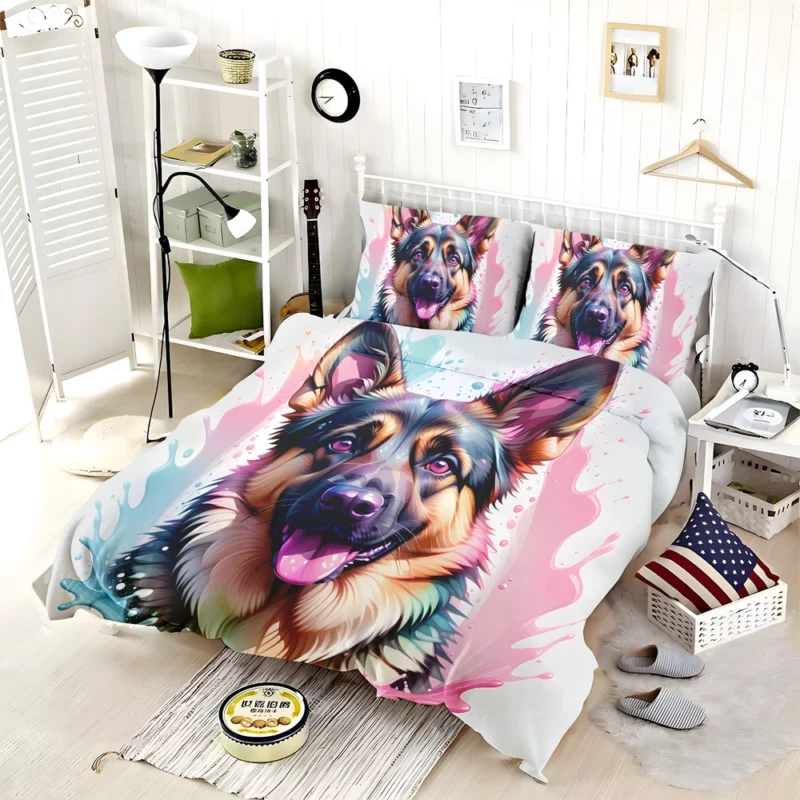 German Shepherd Pup Teen Birthday Surprise Bedding Set