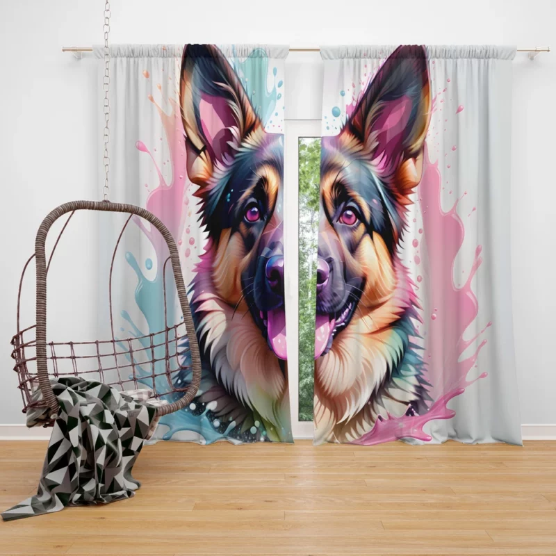 German Shepherd Pup Teen Birthday Surprise Curtain