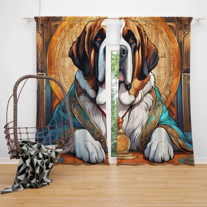 Giant Companion Saint Bernard Dog Curtain