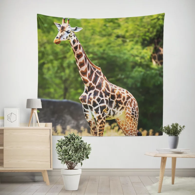 Giraffe Close-Up Photography Wall Tapestry