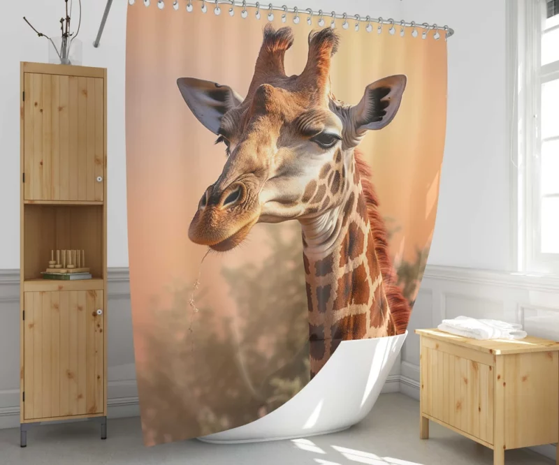 Giraffe Head Portrait Shower Curtain 1