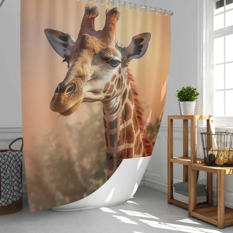 Giraffe Head Portrait Shower Curtain