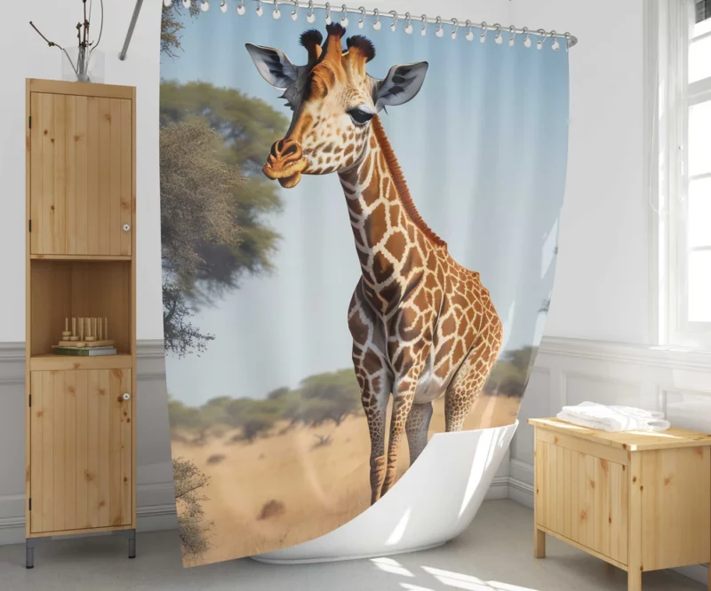 Giraffe Looking at the Camera Shower Curtain 1