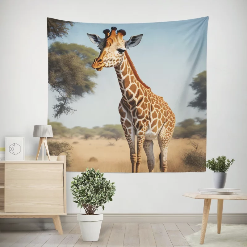 Giraffe Looking at the Camera Wall Tapestry