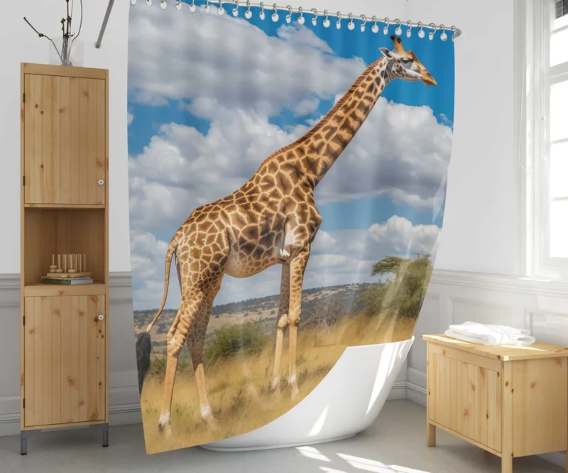 Giraffe Portrait in Africa Shower Curtain 1