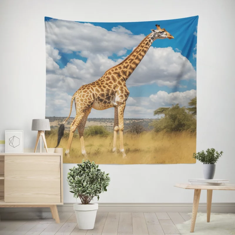 Giraffe Portrait in Africa Wall Tapestry