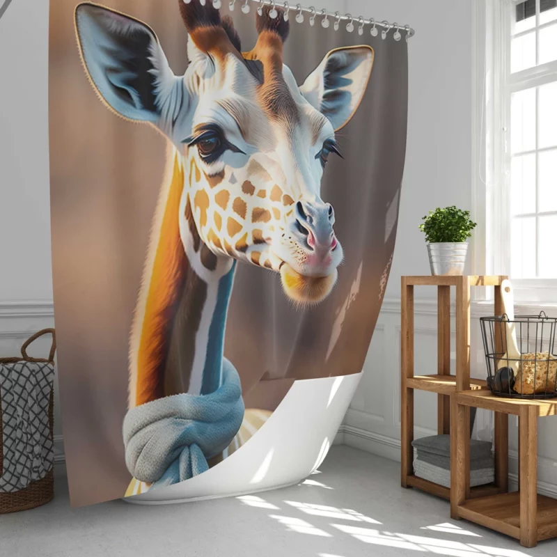 Giraffe Wearing a Scarf Shower Curtain