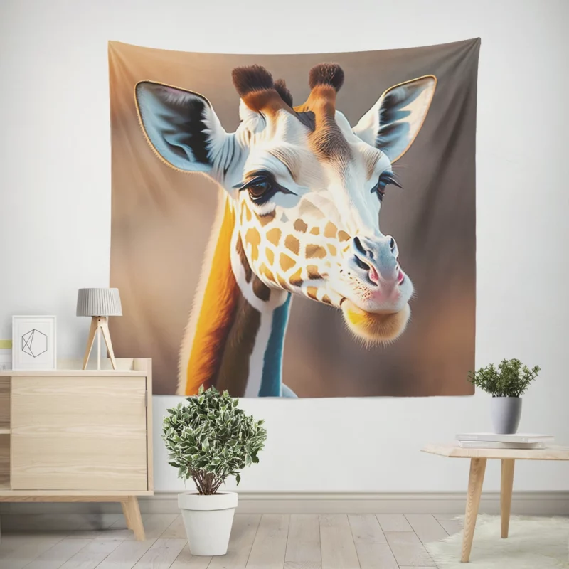 Giraffe Wearing a Scarf Wall Tapestry