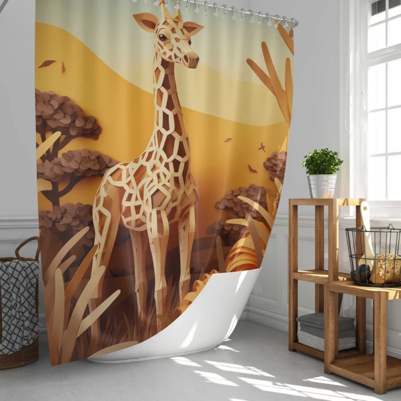 Giraffe in a Grassy Field Shower Curtain