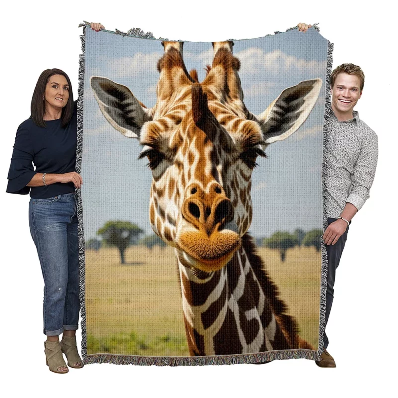 Giraffe in the Jungle Woven Blanket