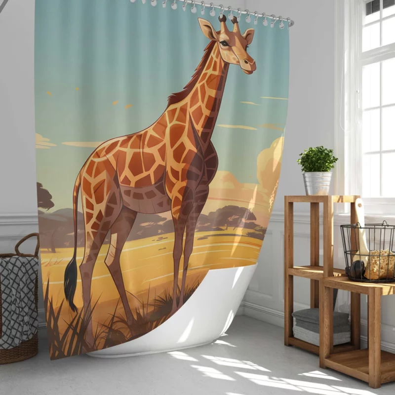 Giraffe in the Savannah Shower Curtain