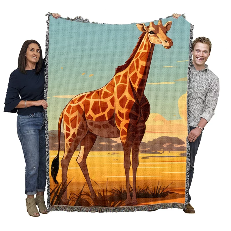 Giraffe in the Savannah Woven Blanket