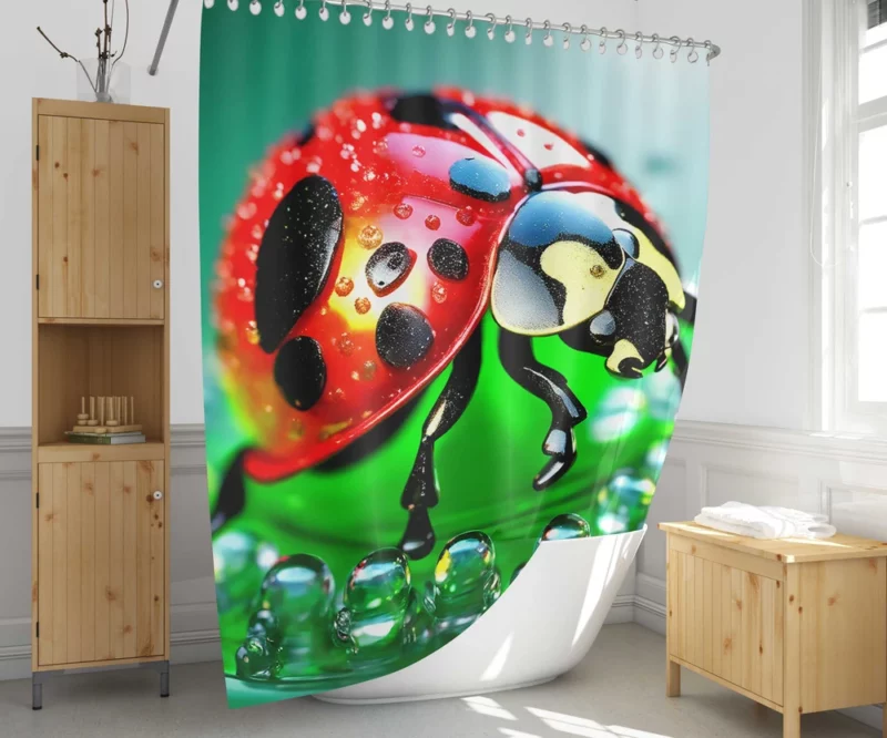 Glittering Glass Ladybug Shower Curtain 1