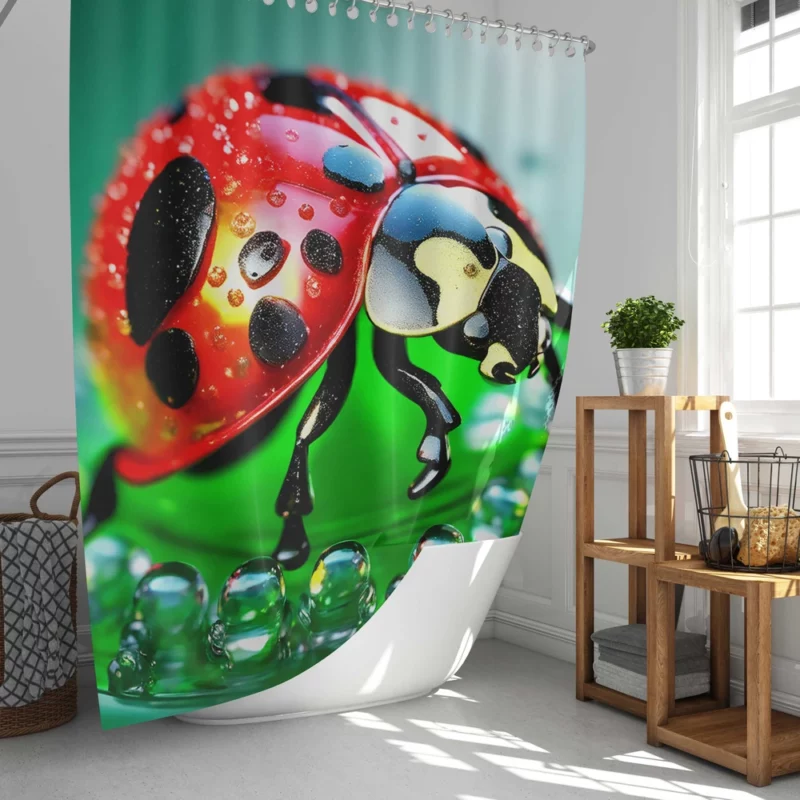 Glittering Glass Ladybug Shower Curtain