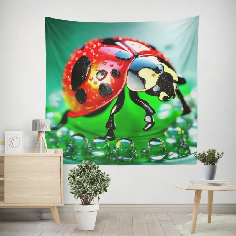 Glittering Glass Ladybug Wall Tapestry