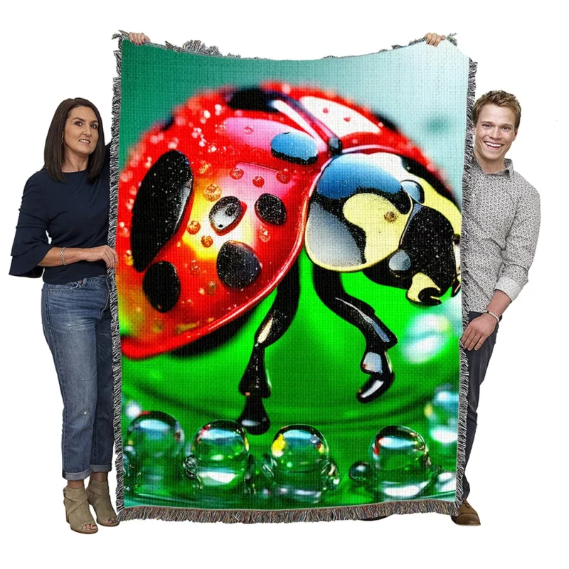 Glittering Glass Ladybug Woven Blanket