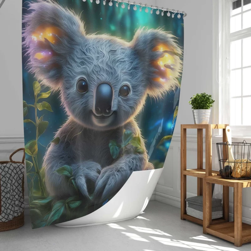 Glowing Koala in Magical Garden Shower Curtain