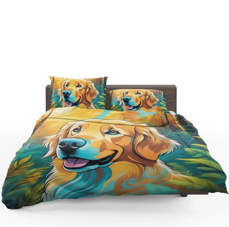 Golden Retriever Dog Pup Teen Birthday Surprise Bedding Set 1