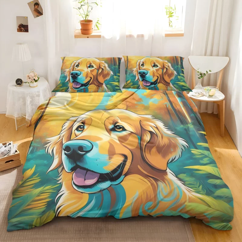 Golden Retriever Dog Pup Teen Birthday Surprise Bedding Set 2