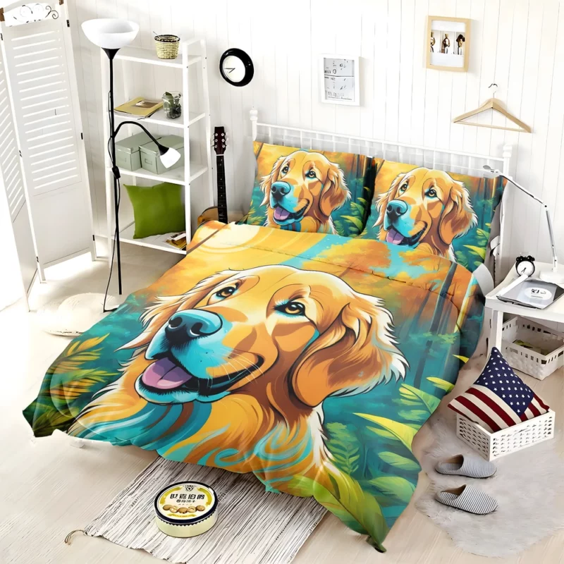 Golden Retriever Dog Pup Teen Birthday Surprise Bedding Set