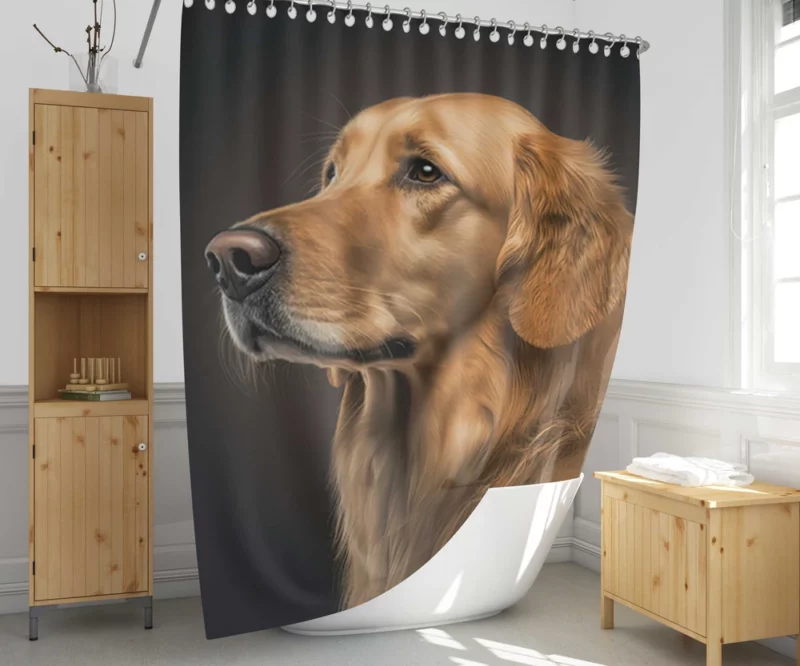 Golden Retriever Portrait Shower Curtain 1