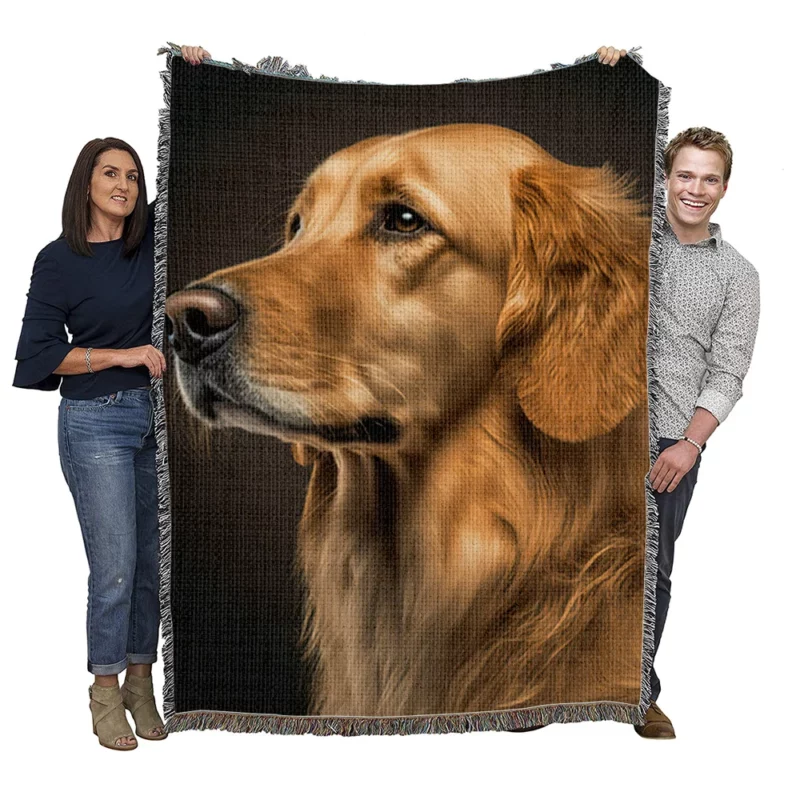 Golden Retriever Portrait Woven Blanket