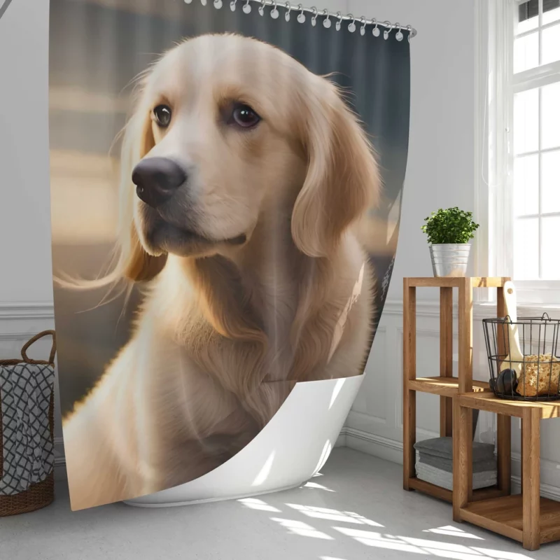 Golden Retriever Under Cloudy Sky Shower Curtain