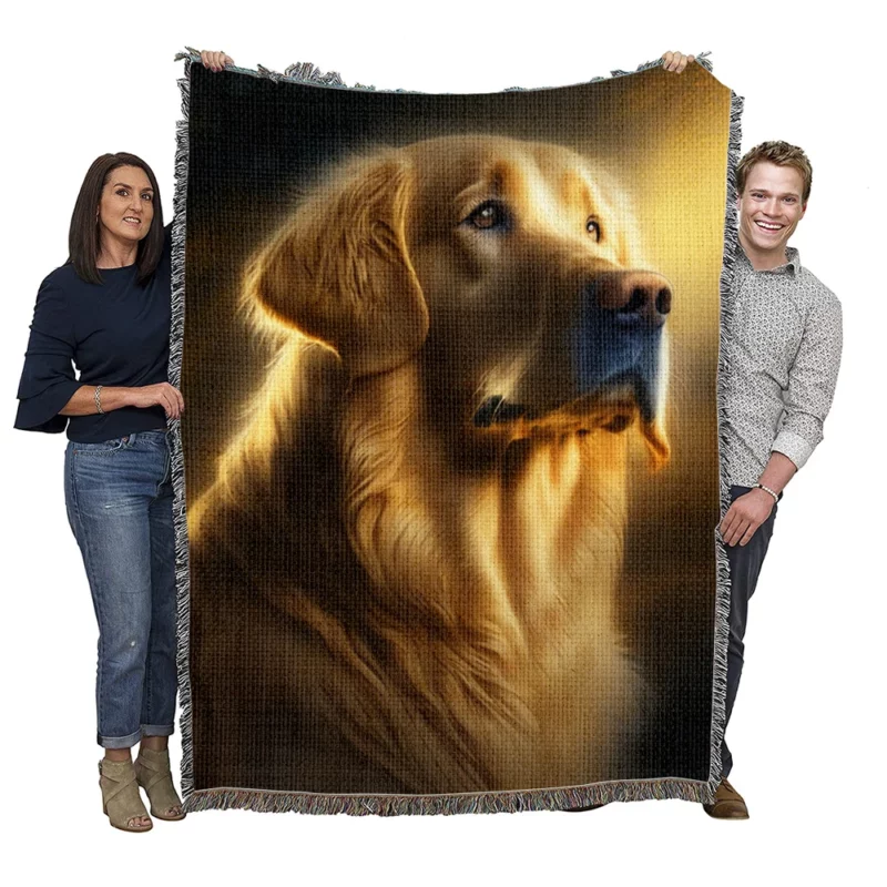 Golden Retriever in Sunlight Woven Blanket