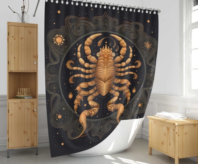 Golden Scorpion Zodiac Sign Shower Curtain 1