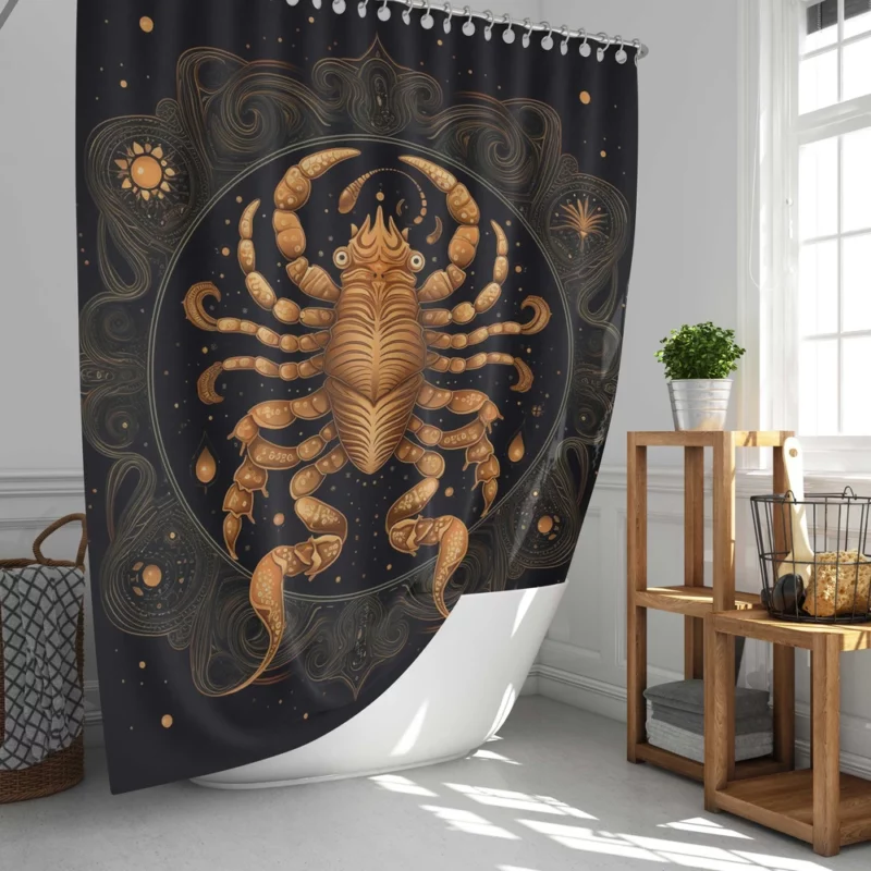 Golden Scorpion Zodiac Sign Shower Curtain