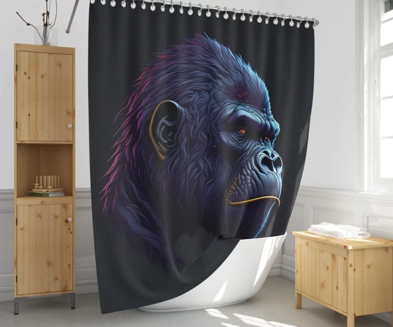 Gorilla Head Portrait Shower Curtain 1