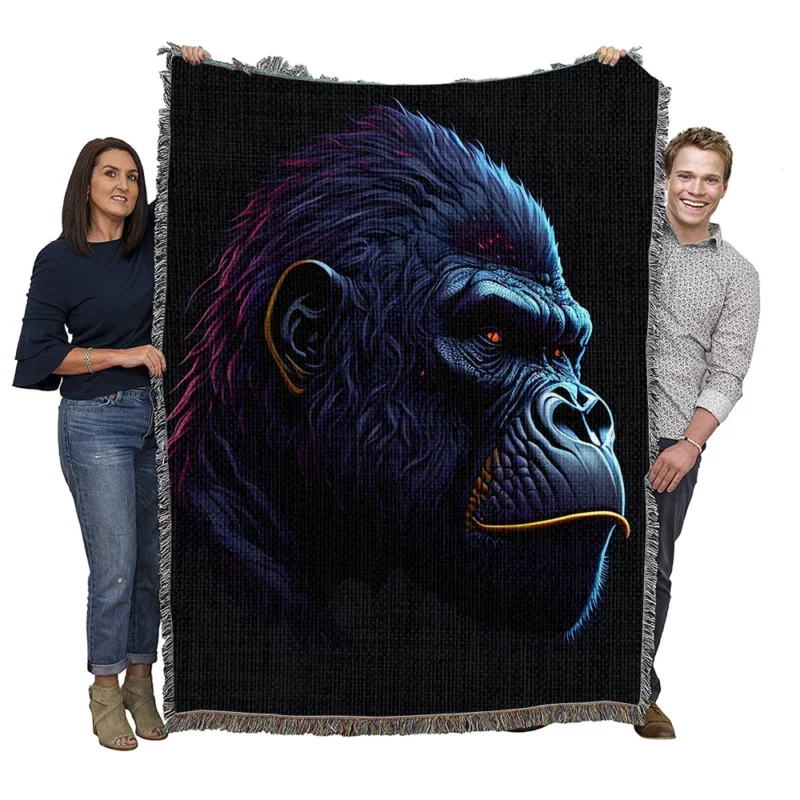 Gorilla Head Portrait Woven Blanket