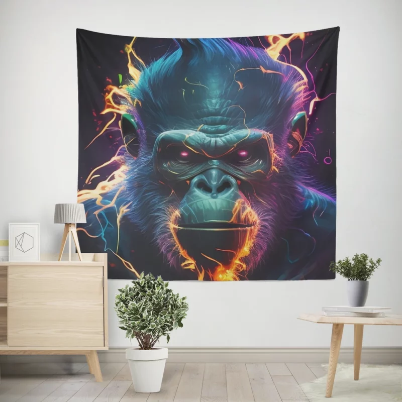 Gorilla With Fiery Expression Wall Tapestry