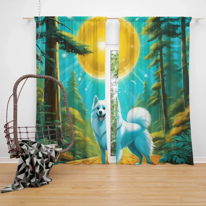 Graceful American Eskimo Dancer Dog Elegance Curtain