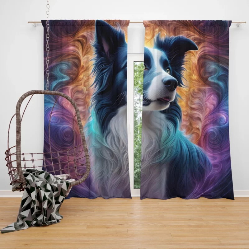 Graceful Border Collie Dog Performer Curtain