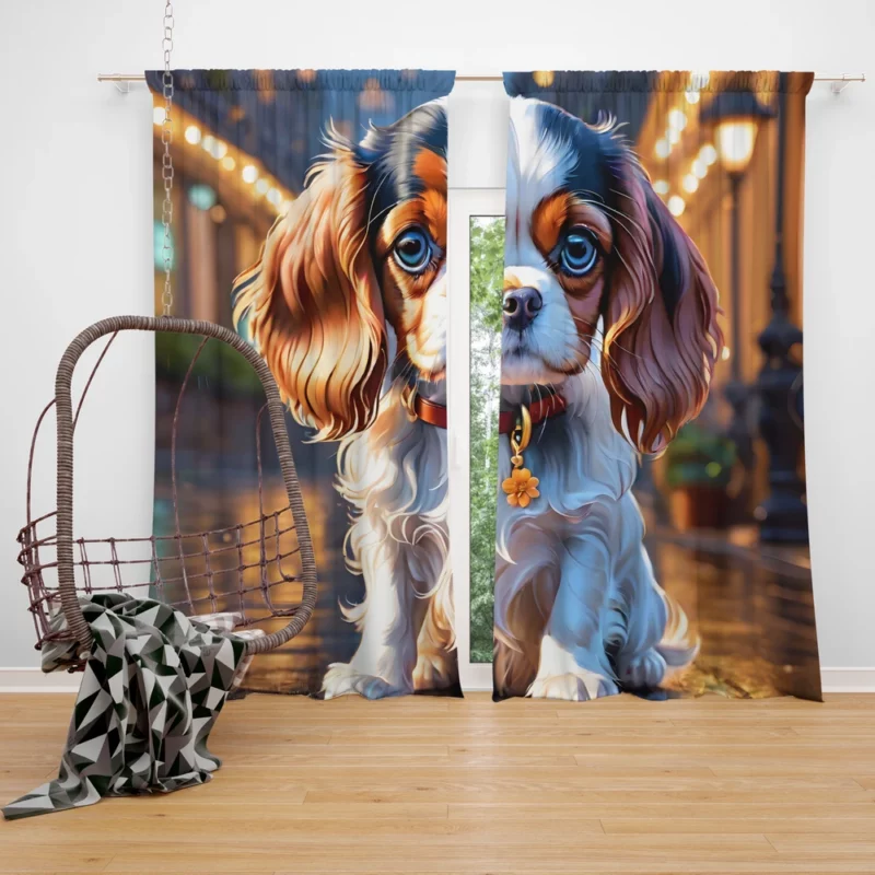 Graceful Cavalier King Charles Spaniel Dog Curtain