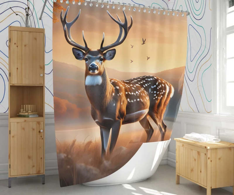 Graceful Forest Dweller A Deer at Home Shower Curtain 1