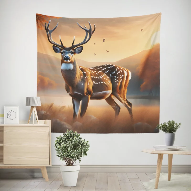 Graceful Forest Dweller A Deer at Home Wall Tapestry