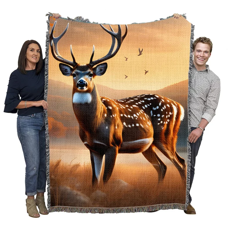 Graceful Forest Dweller A Deer at Home Woven Blanket