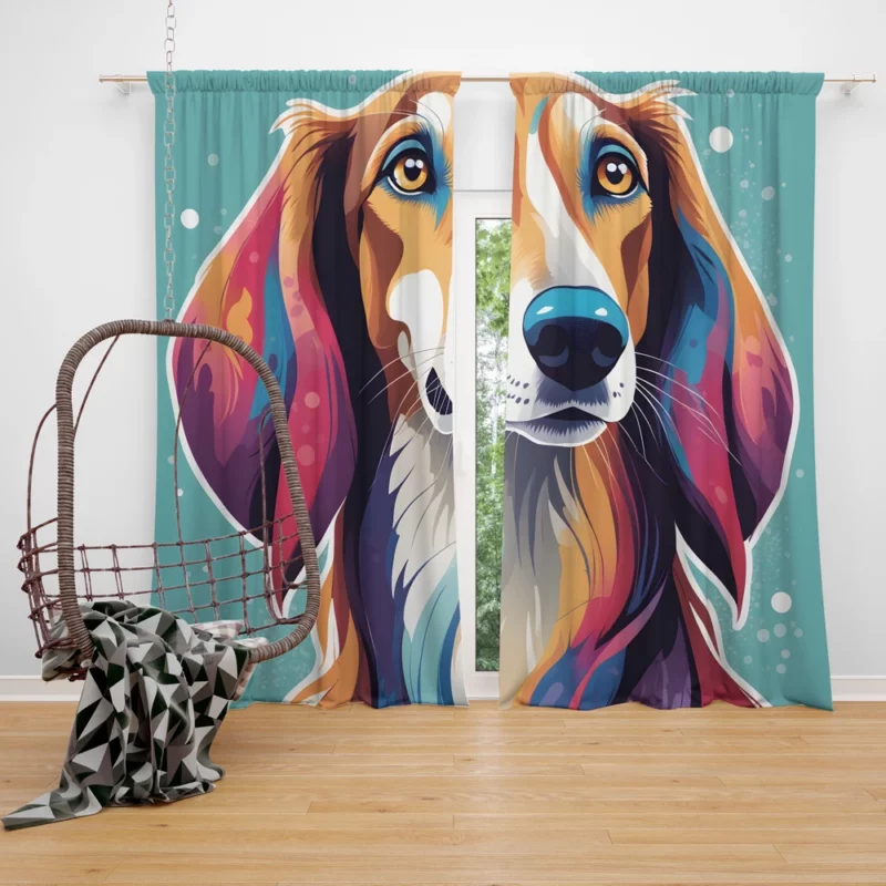 Graceful Gazehound Saluki Dog Curtain