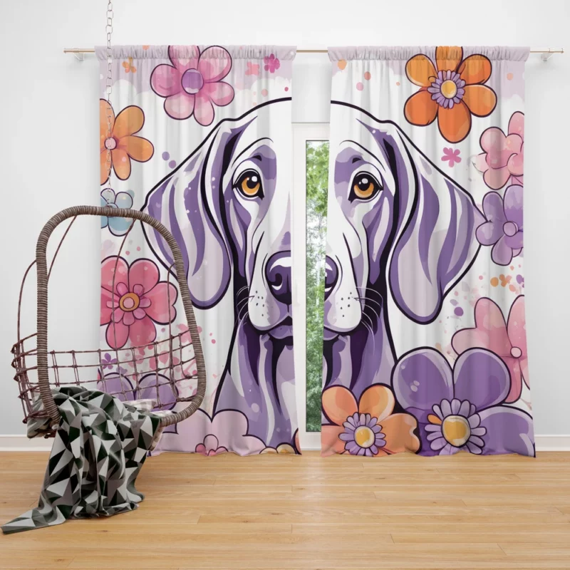 Graceful Weimaraner Sporting Dog Breed Curtain