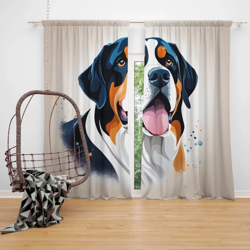 Greater Swiss Mountain Charm Dog Gift Joy Curtain