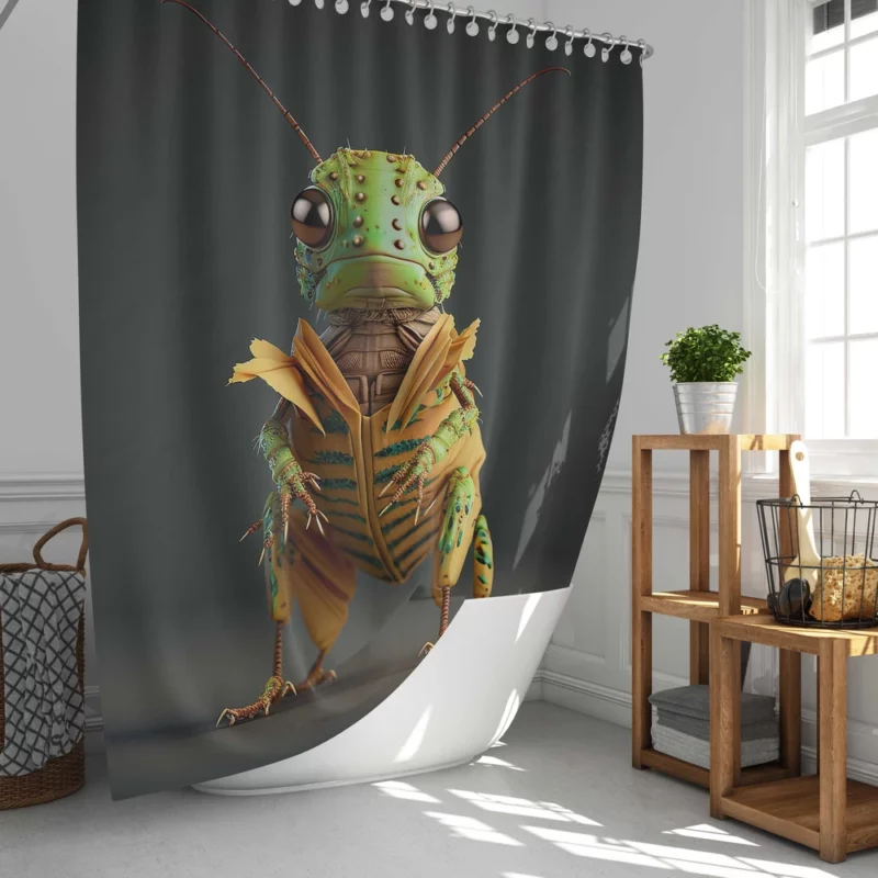 Green and Yellow Grasshopper Shower Curtain